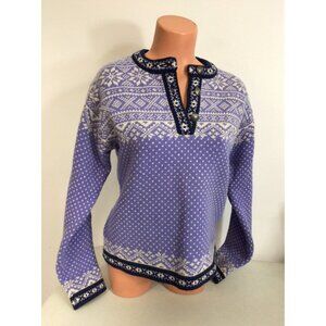 L.L. Bean Purple and White Crew Neck Sweater